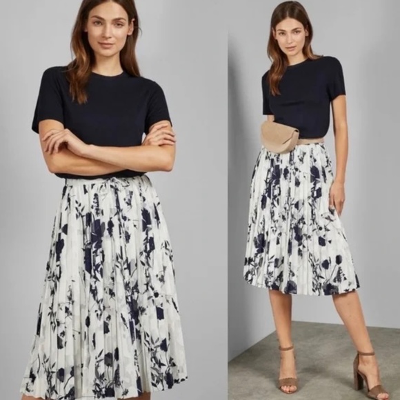 Ted Baker Mockable Midi Dress in Bluebell White Blue 6 - Picture 1 of 10